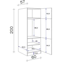 Flex-Well Exclusiv Geräteumbauschrank Capri 60 Cm Schwarz Matt-Endgrain Oak -Küche Zu Hause 047584070148 4051 VM GIT60