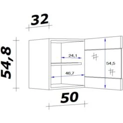 Flex-Well Exclusiv Glas-Oberschrank Capri 50 Cm Schwarz Matt-Endgrain Oak -Küche Zu Hause 047584070377 4051 VM HGH50
