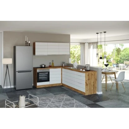 Held Möbel Winkelküche 240 Cm - 180 Cm Matt Weiß-Wotaneiche 3 Held Möbel Winkelküche 240 Cm - 180 Cm Matt Weiß-Wotaneiche – Bild 3