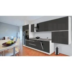 Respekta Premium Küchenzeile Grifflos 445 Cm Grau Hochglanz-Weiß -Küche Zu Hause 12572 4384 glrp445hwggke 2 1