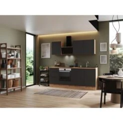 Respekta Selection Küchenzeile Elisabeth RS220AGH 220 Cm Grau-Artisan Eiche Nb.