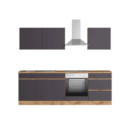 Held Möbel Küchenzeile Turin 240 Cm Graphit-Wotaneiche Mit E-Geräten 3 Held Möbel Küchenzeile Turin 240 Cm Graphit-Wotaneiche Mit E-Geräten – Bild 3