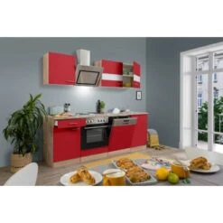 Respekta Economy Küchenzeile KB220ESRS 220 Cm Rot-Eiche Sägerau -Küche Zu Hause 1711712 KB220ESRS 01