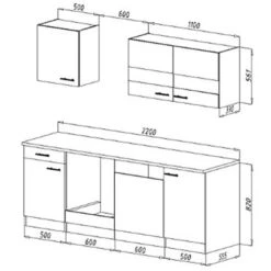 Respekta Economy Küchenzeile KB220ESRS 220 Cm Rot-Eiche Sägerau -Küche Zu Hause 1711712 KB220ESRS 03
