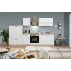 Respekta Economy Küchenzeile KB300ESWS 300 Cm Weiß-Eiche Sägerau