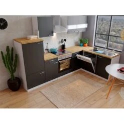 Respekta Winkelküche KBL280WSCG 280 X 172 Cm Schwarz-Weiß-Butcher Nussbaum -Küche Zu Hause 188 4384 neu KBL280WSCG 03