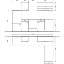 Respekta Winkelküche KBL280WSCG 280 X 172 Cm Schwarz-Weiß-Butcher Nussbaum -Küche Zu Hause 188 4384 neu KBL280WSCG 04