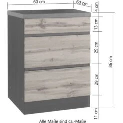 Held Möbel Küchenunterschrank Turin 60 Cm Mit Auszügen Wotaneiche/Graphit -Küche Zu Hause 189404 11016600 VM 07