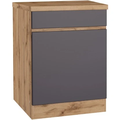 Held Möbel Küchenunterschrank Turin 60 Cm 1 Tür 1 Schublade Graphit/Wotaneiche 1 Held Möbel Küchenunterschrank Turin 60 Cm 1 Tür 1 Schublade Graphit/Wotaneiche