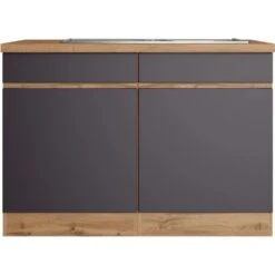 Held Möbel Spülenunterschrank Turin 120 Cm Mit 2 Türen Graphit/Wotaneiche -Küche Zu Hause 189424 11016600 S 01