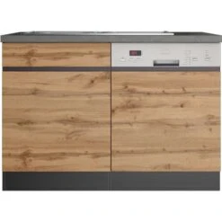 Held Möbel Spülenunterschrank Turin 120 Cm Mit GSP-Blende Wotaneiche/Graphit -Küche Zu Hause 189425 11016600 S 01