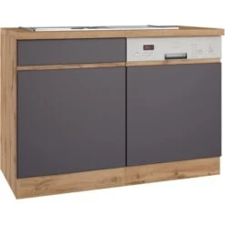Held Möbel Spülenunterschrank Turin 120 Cm Mit GSP-Blende Graphit/Wotaneiche