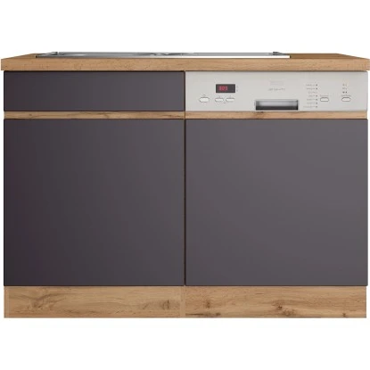 Held Möbel Spülenunterschrank Turin 120 Cm Mit GSP-Blende Graphit/Wotaneiche 2 Held Möbel Spülenunterschrank Turin 120 Cm Mit GSP-Blende Graphit/Wotaneiche – Bild 2