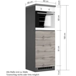 Held Möbel Ofenumbauschrank Turin 60 Cm Graphit/Wotaneiche -Küche Zu Hause 189537 11016600 VM 07