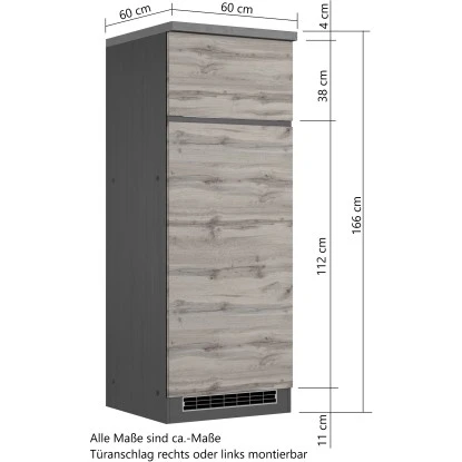 Held Möbel Umbauschrank Für Kühl/Gefrierkombi Turin 60 Cm Wotaneiche/Graphit 4 Held Möbel Umbauschrank Für Kühl/Gefrierkombi Turin 60 Cm Wotaneiche/Graphit – Bild 4