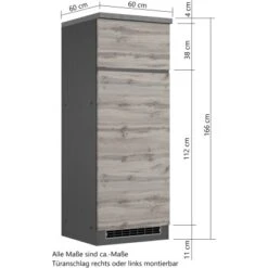 Held Möbel Umbauschrank Für Kühl/Gefrierkombi Turin 60 Cm Graphit/Wotaneiche 18 Held Möbel Umbauschrank Für Kühl/Gefrierkombi Turin 60 Cm Graphit/Wotaneiche -Küche Zu Hause 189543 11016600 VM 07