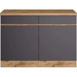 Held Möbel Küchenunterschrank Turin 120 Cm Graphit/Wotaneiche -Küche Zu Hause 189636 11016600 S 01
