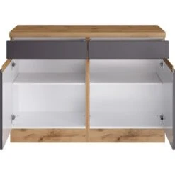 Held Möbel Küchenunterschrank Turin 120 Cm Graphit/Wotaneiche -Küche Zu Hause 189636 11016600 S 02