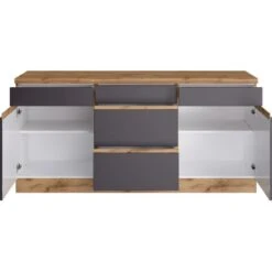 Held Möbel Küchenunterschrank Turin 180 Cm Graphit/Wotaneiche -Küche Zu Hause 189687 11016600 S 02