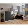 Respekta Winkelküche KBL310WSCG 310 X 172 Cm Schwarz-Weiß-Butcher Nussbaum