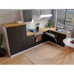 Respekta Winkelküche KBL310WSCG 310 X 172 Cm Schwarz-Weiß-Butcher Nussbaum -Küche Zu Hause 197 4384 neu KBL310WSCG 03