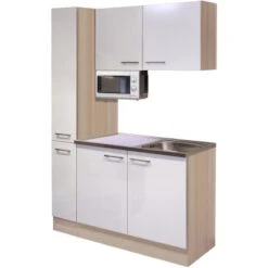 Flex-Well Singleküche 130 Cm Abaco Perlmutt Glänzend-Akazie -Küche Zu Hause 1 g 130 801 000 abaco frei