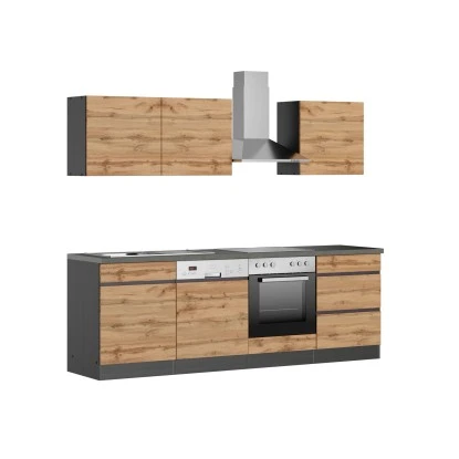 Held Möbel Küchenzeile Turin 240 Cm Wotaneiche-Graphit Mit E-Geräten 5 Held Möbel Küchenzeile Turin 240 Cm Wotaneiche-Graphit Mit E-Geräten – Bild 5