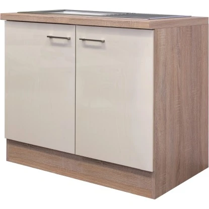 Flex-Well Exclusiv Spülenunterschrank Orlando 100 Cm Kaschmir Glanz-Sonoma Eiche 1 Flex-Well Exclusiv Spülenunterschrank Orlando 100 Cm Kaschmir Glanz-Sonoma Eiche