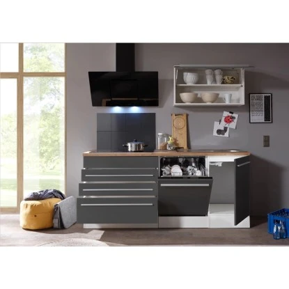 Respekta Premium Küchenzeile 320 Cm Grau-Weiß Hochglanz 4 Respekta Premium Küchenzeile 320 Cm Grau-Weiß Hochglanz – Bild 4