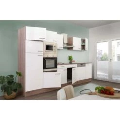 Respekta Küchenzeile Ohne E-Geräte 340 Cm Weiß Seidengl.-Eiche York -Küche Zu Hause 34 4384 LBKB340EYWMIGKE 02