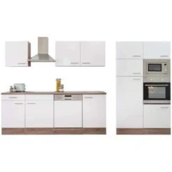 Respekta Küchenzeile Ohne E-Geräte 340 Cm Weiß Seidengl.-Eiche York -Küche Zu Hause 34 4384 LBKB340EYWMIGKE 05