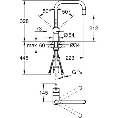 Grohe Einhand-Spültischbatterie Minta Chrom 12,5mm (1/2") U-Auslauf 2 Grohe Einhand-Spültischbatterie Minta Chrom 12,5mm (1/2") U-Auslauf – Bild 2