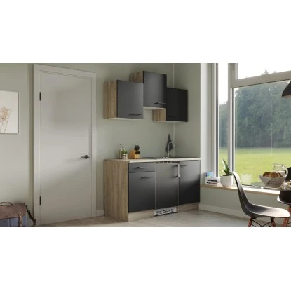 Flex-Well Exclusiv Singleküche Capri 150 Cm Schwarz Matt-Endgrain Oak 10 Flex-Well Exclusiv Singleküche Capri 150 Cm Schwarz Matt-Endgrain Oak – Bild 10