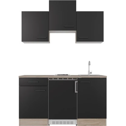 Flex-Well Exclusiv Singleküche Capri 150 Cm Schwarz Matt-Endgrain Oak 3 Flex-Well Exclusiv Singleküche Capri 150 Cm Schwarz Matt-Endgrain Oak – Bild 3