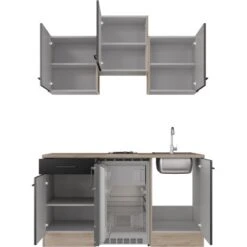 Flex-Well Exclusiv Singleküche Capri 150 Cm Schwarz Matt-Endgrain Oak 14 Flex-Well Exclusiv Singleküche Capri 150 Cm Schwarz Matt-Endgrain Oak -Küche Zu Hause 4047584069890 4051 S 02