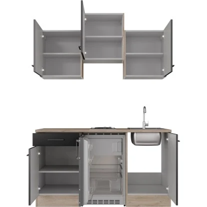 Flex-Well Exclusiv Singleküche Capri 150 Cm Schwarz Matt-Endgrain Oak 5 Flex-Well Exclusiv Singleküche Capri 150 Cm Schwarz Matt-Endgrain Oak – Bild 5