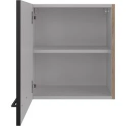 Flex-Well Exclusiv Oberschrank Capri 50 Cm X 55 Cm Schwarz Matt-Endgrain Oak -Küche Zu Hause 4047584070162 4051 S 02