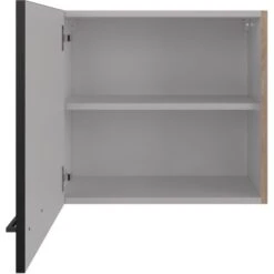 Flex-Well Exclusiv Oberschrank Capri 60 Cm X 55 Cm Schwarz Matt-Endgrain Oak -Küche Zu Hause 4047584070179 4051 S 02