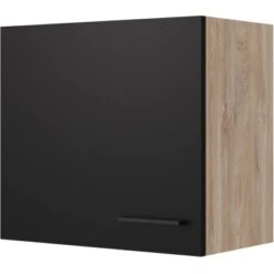 Flex-Well Exclusiv Oberschrank Capri 60 Cm X 55 Cm Schwarz Matt-Endgrain Oak