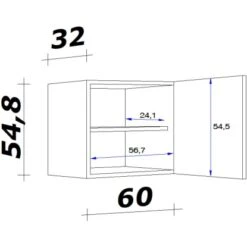 Flex-Well Exclusiv Oberschrank Capri 60 Cm X 55 Cm Schwarz Matt-Endgrain Oak -Küche Zu Hause 4047584070179 4051 VM H60