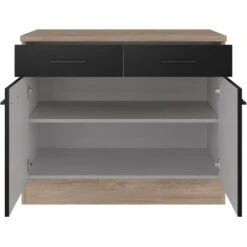 Flex-Well Exclusiv Unterschrank Capri 100 Cm Schwarz Matt-Endgrain Oak -Küche Zu Hause 4047584070247 4051 S 03