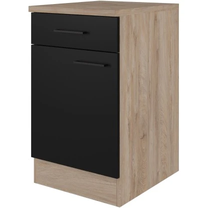 Flex-Well Exclusiv Unterschrank Capri 50 Cm Schwarz Matt-Endgrain Oak 1 Flex-Well Exclusiv Unterschrank Capri 50 Cm Schwarz Matt-Endgrain Oak