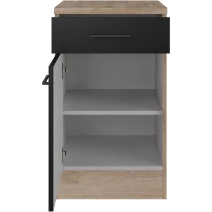 Flex-Well Exclusiv Unterschrank Capri 50 Cm Schwarz Matt-Endgrain Oak 3 Flex-Well Exclusiv Unterschrank Capri 50 Cm Schwarz Matt-Endgrain Oak – Bild 3