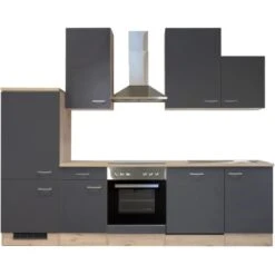 Flex-Well Exclusiv Küchenzeile Morena 280 Cm Basaltgrau Matt-San Remo Eiche Hell -Küche Zu Hause 4051 G2802303016MORENAfrei