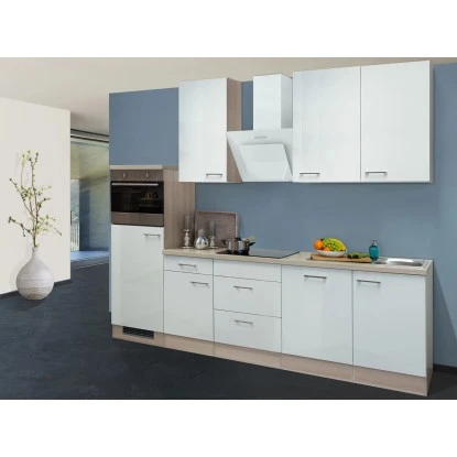 Flex-Well Exclusiv Küchenzeile Abaco 280 Cm Perlmutt Glänzend-Akazie NB 1 Flex-Well Exclusiv Küchenzeile Abaco 280 Cm Perlmutt Glänzend-Akazie NB