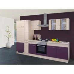 Flex-Well Exclusiv Küchenzeile Focus 300 Cm Akazie-Aubergine