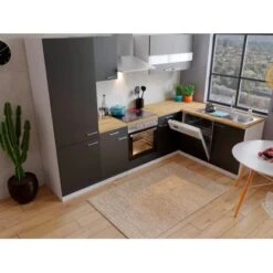 Respekta Winkelküche KBL280WSCGKEG 280 X 172 Cm Schwarz-Weiß-Butcher Nussbaum -Küche Zu Hause 4384 neu KBL280WSCGKEG 03