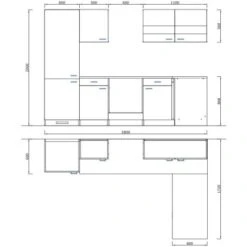 Respekta Winkelküche KBL280WSCGKEG 280 X 172 Cm Schwarz-Weiß-Butcher Nussbaum -Küche Zu Hause 4384 neu KBL280WSCGKEG 04