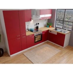 Respekta Winkelküche KBL310WRCGKEG 310 X 172 Cm Rot-Weiß-Butcher Nussbaum -Küche Zu Hause 4384 neu KBL310WRCGKEG 03