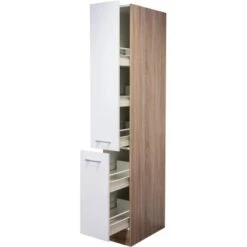 Flex-Well Classic Apotheker-Hochschrank Florida30 Cm Weiß-Sonoma Eiche